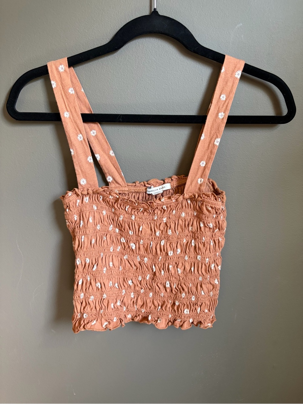 Smocked Floral Crop Tank Top